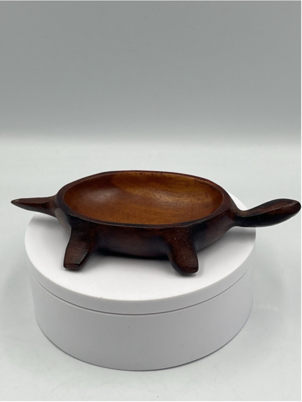 Vintage Hand Carved Wooden Turtle TRINKET DISH , SEE ALL